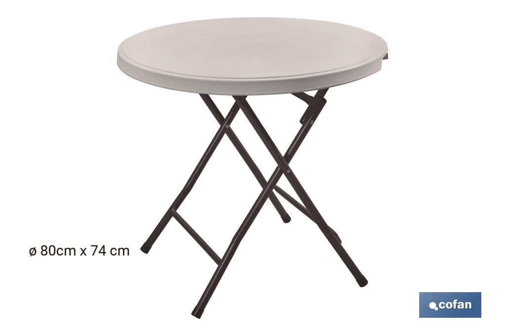 MESA REDONDA PLEGABLE BLANCA 80X80X74CM (PACK: 1 UDS)