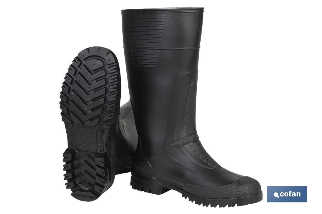 Botas de agua altas | Material: PVC | Color: negro | Protección reforzada | Disponible desde la talla 36 hasta la 48