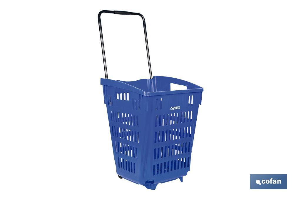 Carrito de la compra | Cesta con 2 ruedas | Asa telescópica | Capacidad: 52 litros | Color: azul | Medidas: 39 x 39 x 52,9 cm