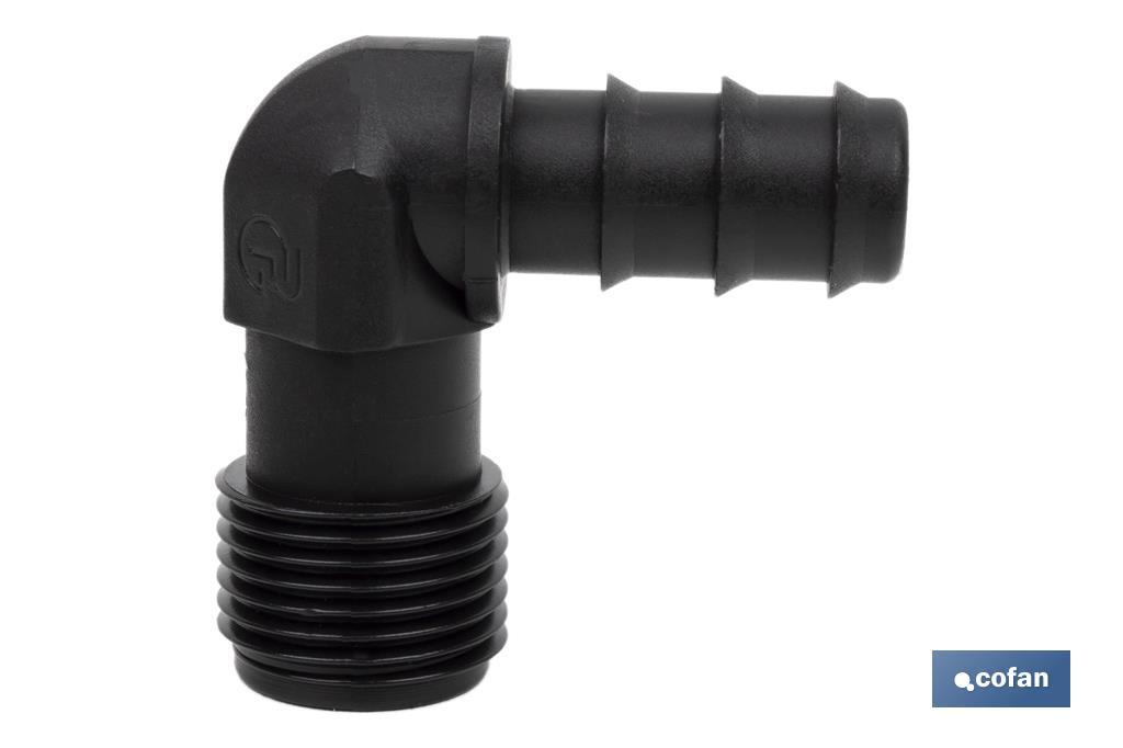 Conector en forma de Codo con Rosca Macho 3/4\\\"\\\" color Negro